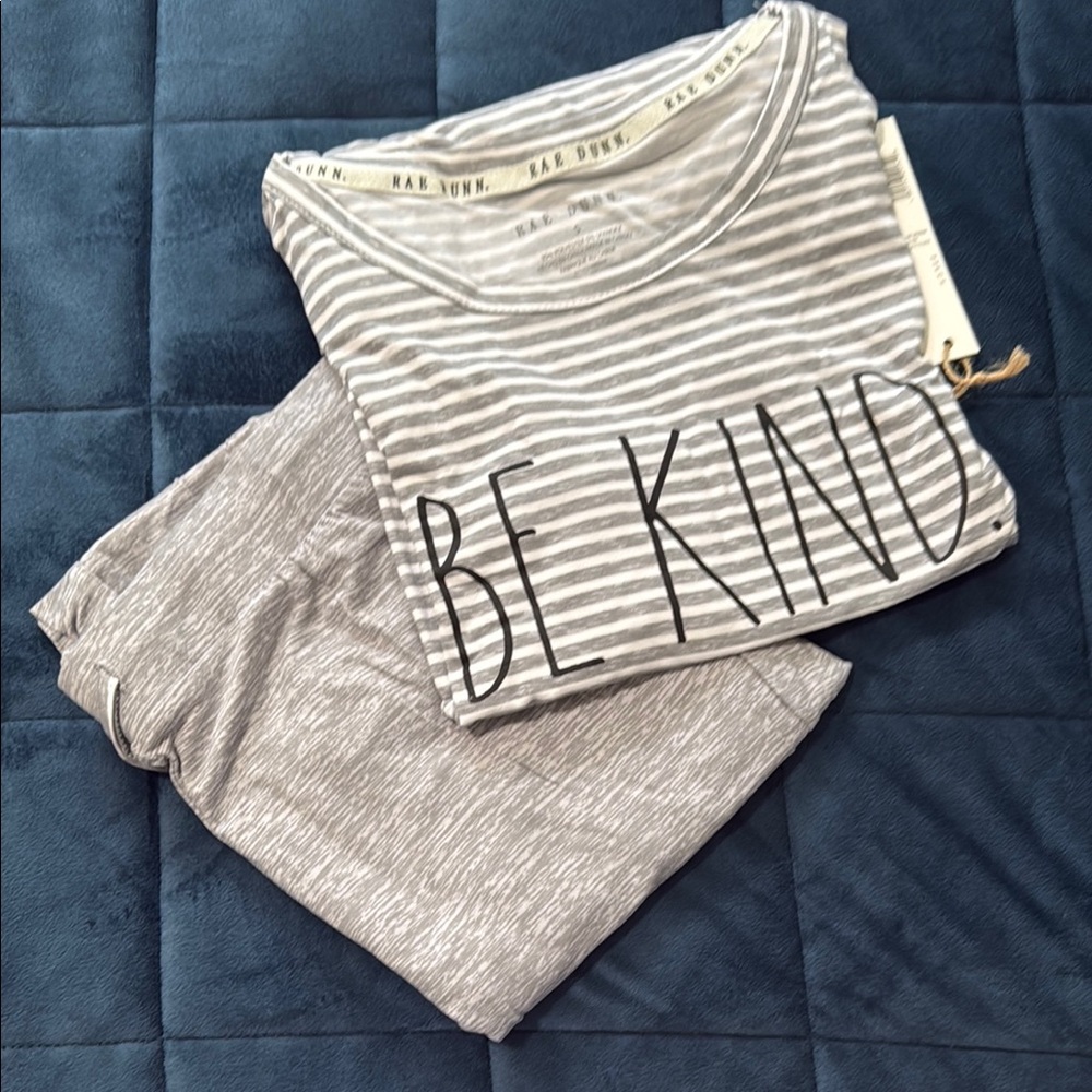 Rae Dunn Gray Striped 'Be Kind' Lounge/Sleepwear Set
